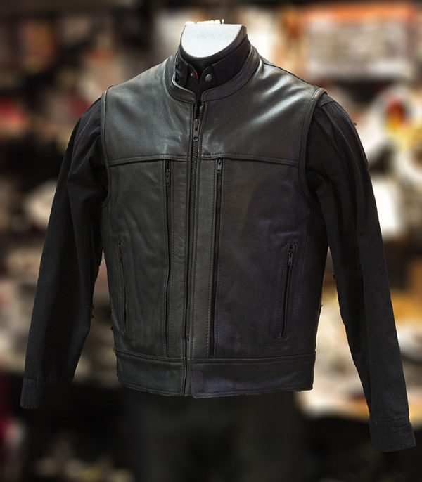 Vintage Biker Gear | Heavy Black Leather Vest by UNIK