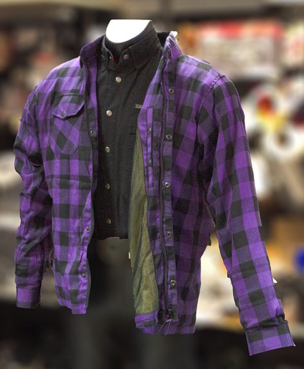 Vintage Biker Gear | Kevlar Riding Shirt - Purple/Black